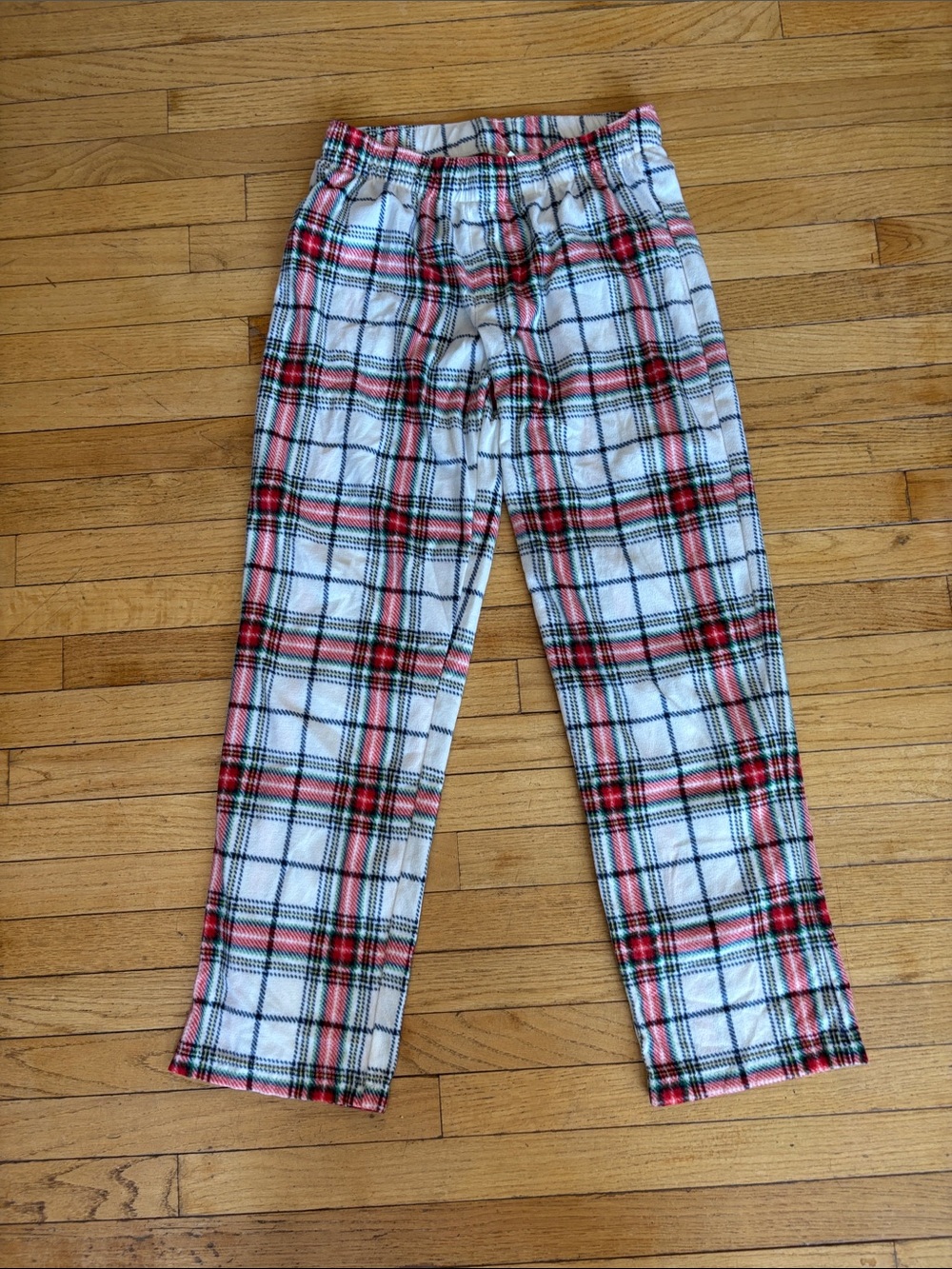 Men’s Cozy Plaid Fleece Lounge Pants - Red, Green, White